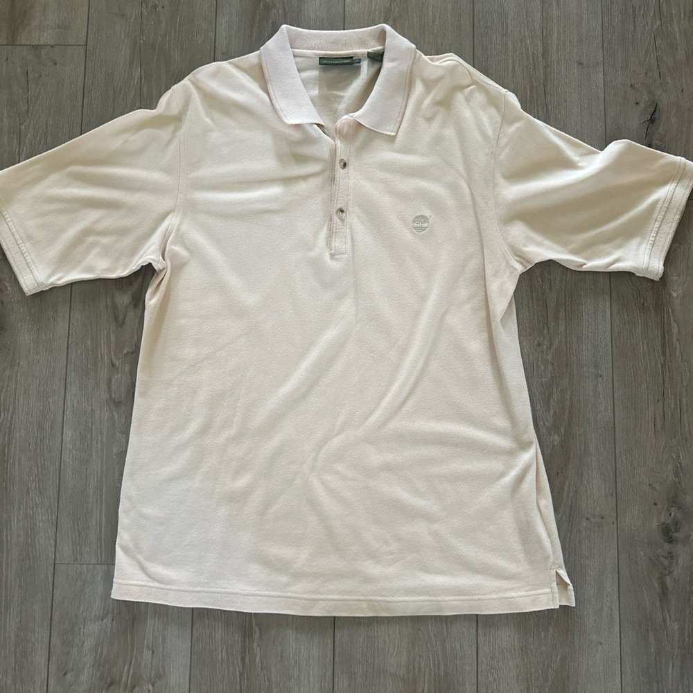 Timberland Polo Shirt Mens Size L Relaxed Fit Short Sleeve Vintage 90’s Cream
